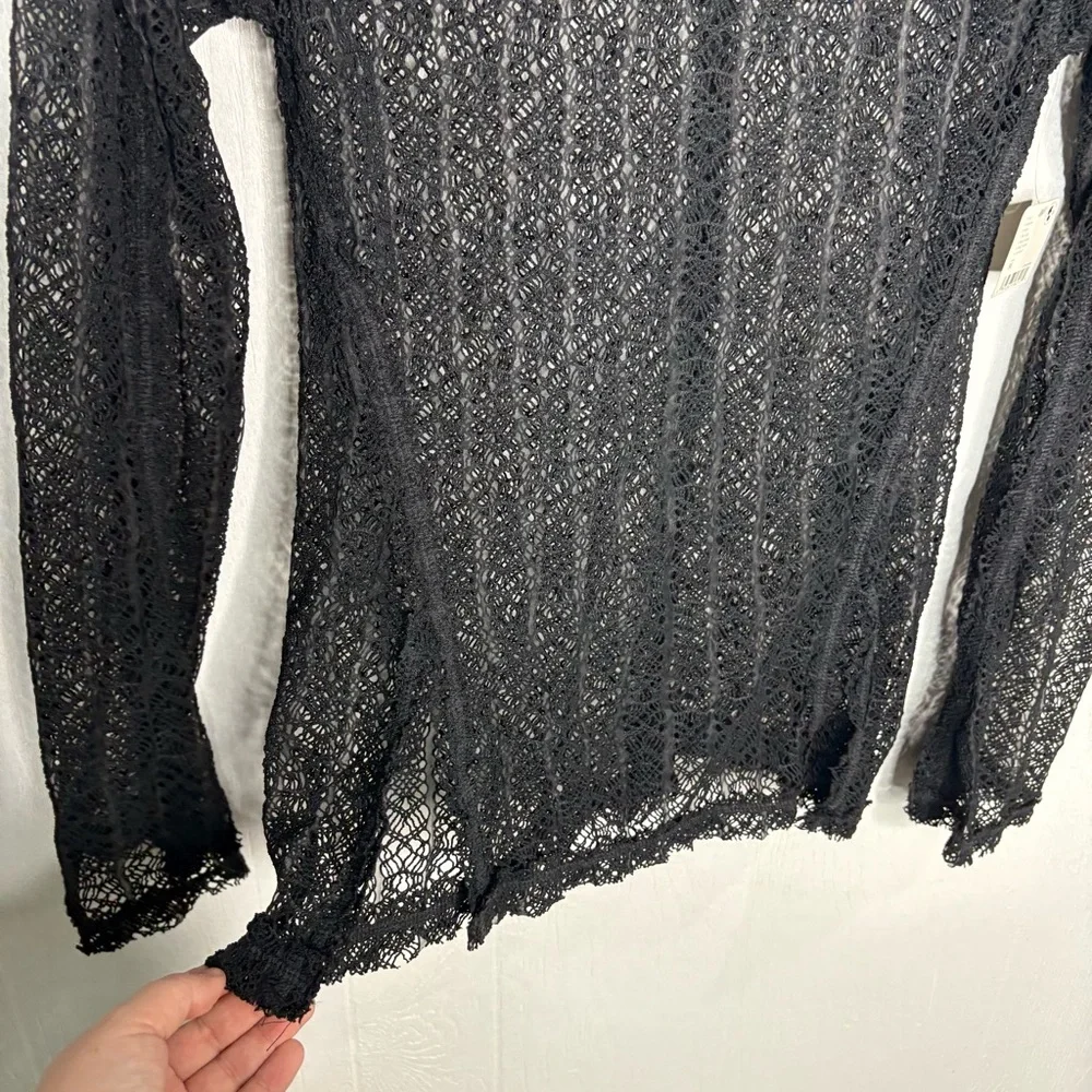 NWT Free People On the Road twisted lace top black size medium